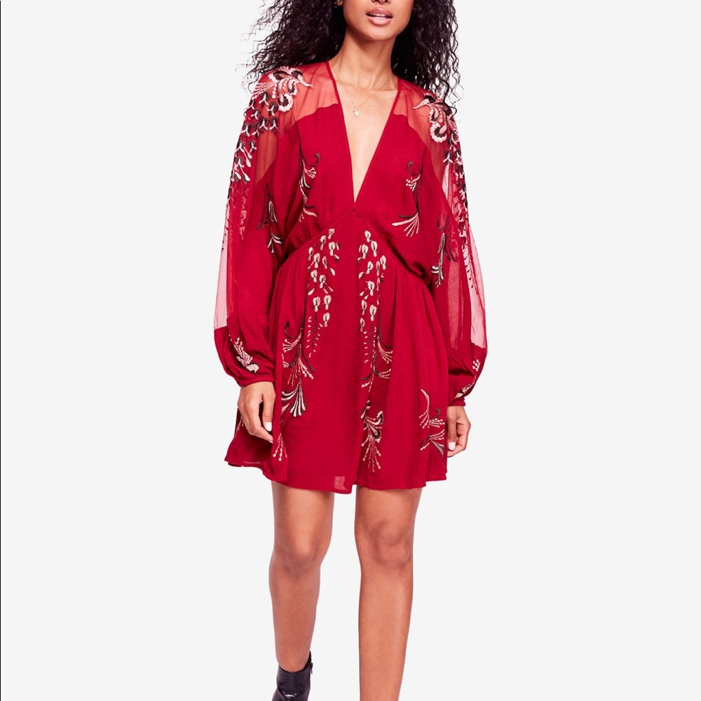 Free People Embroidered Mini Dress